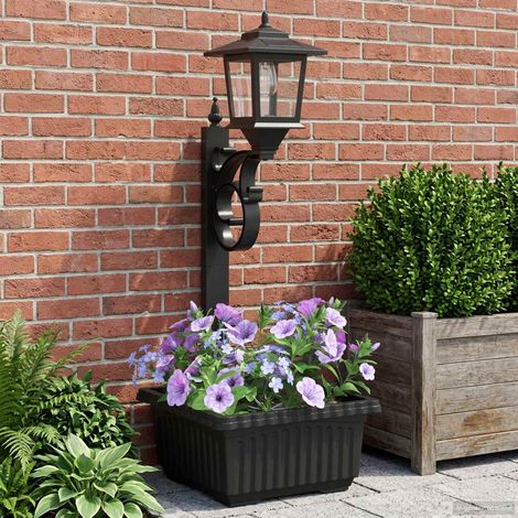 vidaXL Luminaire de Bornes avec Planteur Noir 29 x 28 x 74 cm (1/5)