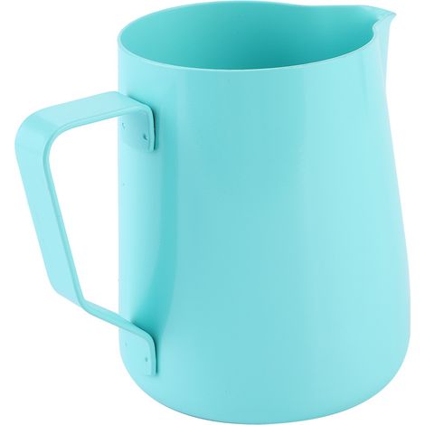 Haushalts-Kaffeekanne aus Edelstahl, Milchschaumkanne, Latte-Art-Zubehör, 600 ml, Blau (1/5)
