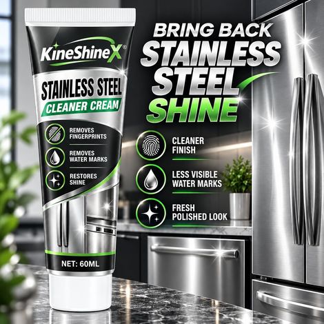 KineShineX Stainless Steel Cleaning Paste - Kitchen Stainless Steel Cleaner, Refrigerator Door Cleaner, Dishwasher Cleaner (1/4)