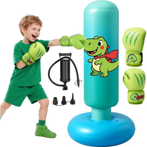 Sac de Boxe pour Enfants, avec Gants de Boxe, 120cm Gonflable Sac de Frappe Enfant Pratique du Karaté, Taekwondo, Cadeaux pour GarçOns et Filles (1/5)