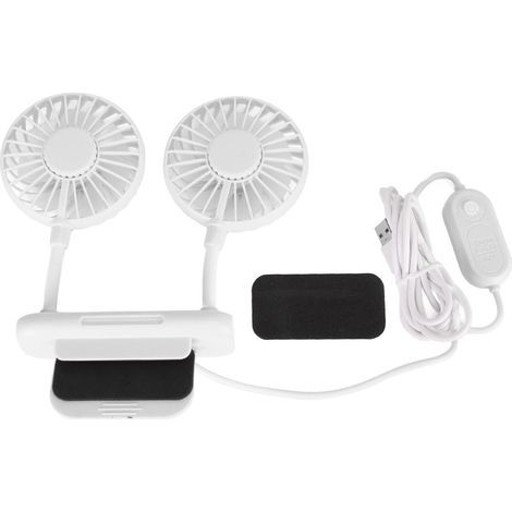 Ventilateur d'ordinateur à pince, 2 têtes, 3 vitesses, câble USB de 2 m, silencieux et compact, blanc, idéal pour la maison ou le bureau. (1/5)