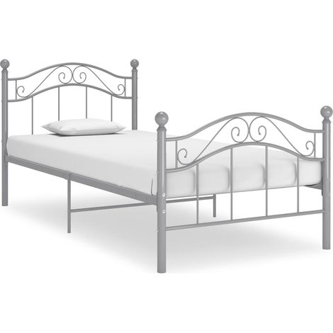 Bett Grau Metall 90x200 cm