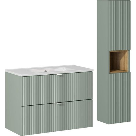 Set di mobili da bagno con lavabo Jade verde 80cm