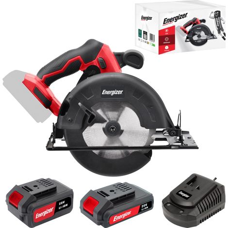 Scie Circulaire Sans Fil Batterie 20V (Incluses) - 4000 RPM - Lame 165mm / Coupe Jusqu'a 45mm (33mm à 45°) - Rail de Guidage + Clé de Changement + Lame Bois Inclus (1/5)