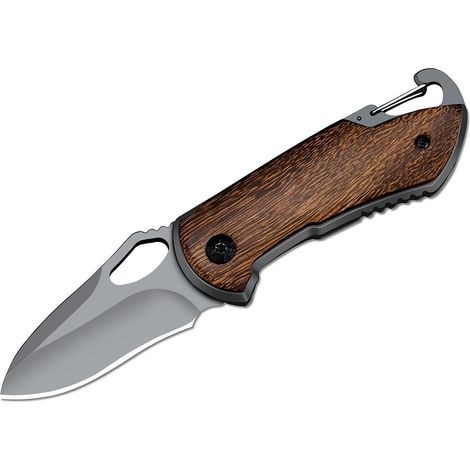 Klappmesser mit Holzgriff, Einhandmesser für Jagd & Camping, Outdoor Taschenwerkzeug