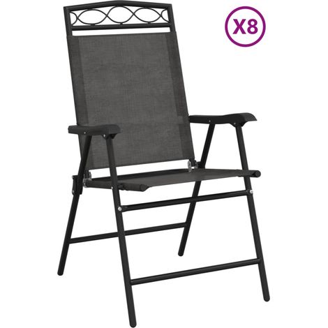 Maison Exclusive - Sedie Giardino Pieghevoli 8 pz Acciaio Grigio Mélange Textilene