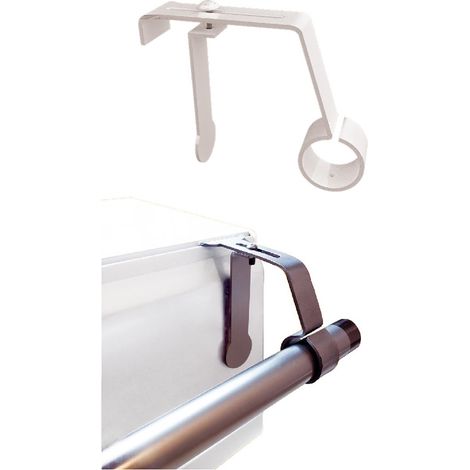 Secodir – Support barre à rideaux sans perçage – Installation sur coffre de volet roulant – Acier robuste – Compatibilité tringle Ø25-28 mm – Extension 6,5 cm