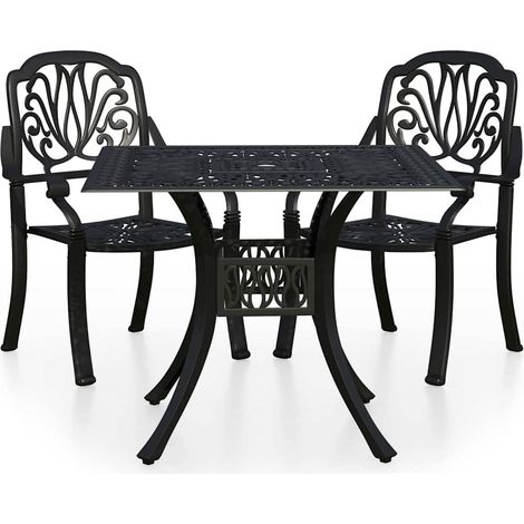 Maison Exclusive - 3-tlg. Bistro-Set Aluminiumguss Schwarz (1/5)