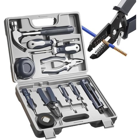 Kit D'Outils Pour La Maison 11 Pièces Petit Outillage Multifonction Portable Petit kit outils Pour Voiture Maison Dortoir Urgence Bricolage Université Bureau Plein Air Camping Meuble Garage (1/5)