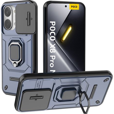 Custodia per Xiaomi Poco X8 Pro Max, con supporto per fotocamera, colore blu (1/5)