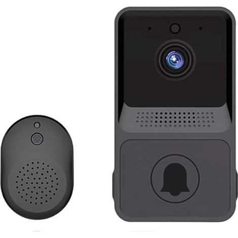 CCYKXA (Schwarz) Kabellose Video-Türklingel, intelligente Wi-Fi-Video-Türklingel mit Glocke, Türklingel-Set mit HD-Video, 2,4 G WLAN
