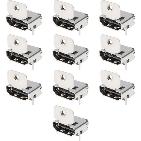 Store Lot de 10 Connecteurs HDMI Femelles Coudés à 19 Broches (boîtier Dip) pour Cartes de Contrôle Et Cartes Mères avec Pattes de Fixation (1/5)
