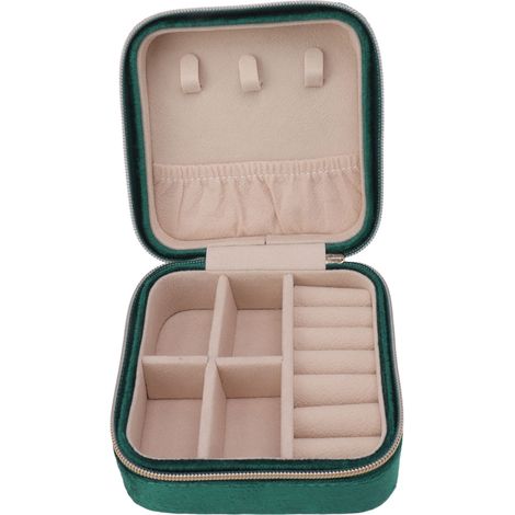 Boîte à bijoux de voyage en velours, organisateur à 2 compartiments, petit étui de rangement portable pour colliers, bagues, boucles d'oreilles et bracelets, type 5 (1/5)