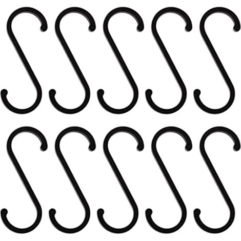 Crochet S - Aluminium Mat Noir - 8 cm - Charge Maximale 25 kg - Pour Cuisine Salle De Bain Jardin - Lot De 10 (1/5)