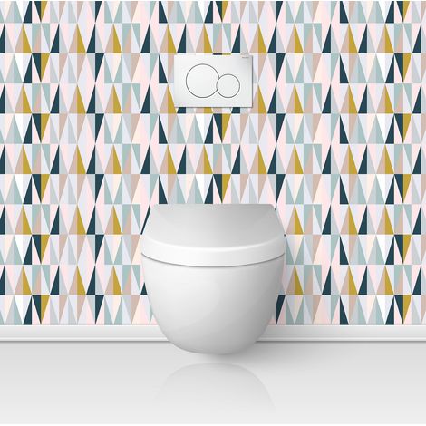 Crédence adhésive WC - Motif Géométrique - 55x55 cm - Adhésif BRILLANT (1/3)