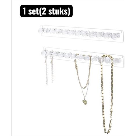 2-teiliges Acryl-Schmuckwand-Set mit insgesamt 19 Haken – Transparent (1/5)