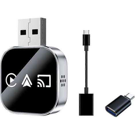Adaptateur CarPlay sans fil 3 en 1 Smart Mirror Link CarPlay Android Auto, dongle USB, conversion CarPlay filaire vers sans fil Plug & Play B (1/5)