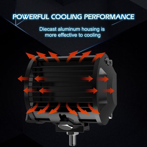 Phare LED 4'' 18W Projecteur 4x4, EBTOOLS 2 Pièces avec Faisceau de Câblage Relais 40A Fusible 15A (1/3)
