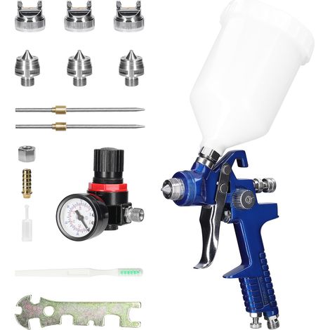 SJLERST HVLP Pistolet à Peinture Gravité 600CC avec 3 Buses en Cuivre 1,4/1,7/2,0mm Pulvérisateur de Peinture Compresseur d'air Outil pour Auto Meubles Clôture Revêtement de Surface (1/4)