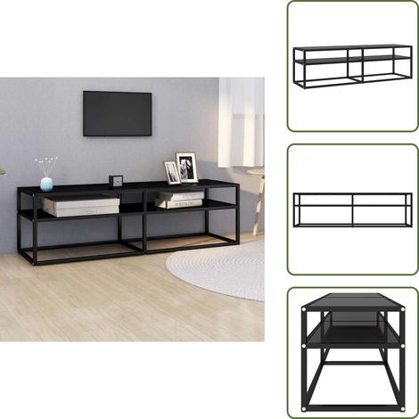 Meuble TV Noir 140x40x40,5 cm Verre trempé - Meuble Tv - Meuble Audio - Meuble Hifi - Télévision - Support Tv (1/5)