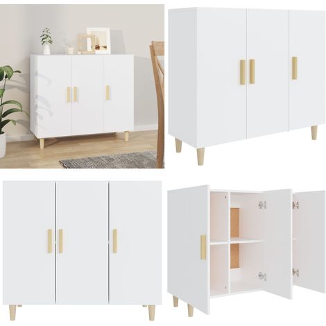 Sideboard Weiß 90x34x80 cm Holzwerkstoff - Schreibtisch - Wohnzimmermöbel - Sideboard - Regal - Holzmöbel - Home & Living (1/5)