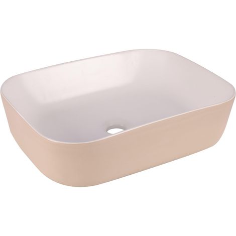 Differnz ZENA Vasque à poser - 48x38x13cm - céramique - beige/blanc