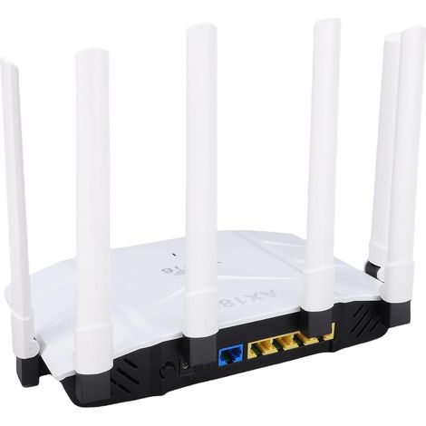 Routeur WiFi 6, Routeur Internet sans Fil Double Bande 2,4 G 5G avec 6 Antennes 5 DBi, 4 Ports LAN Gigabit, 1 Port WAN Gigabit, Mode AP, Chipset BCM6755, pour Bureau à Domicile (Prise UE) (1/5)
