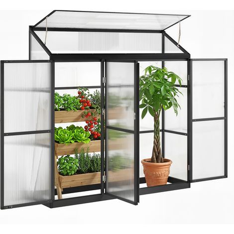 Outsunny Polycarbonate Greenhouse with 3 Doors, Aluminium Walk-in Greenhouse (1/5)