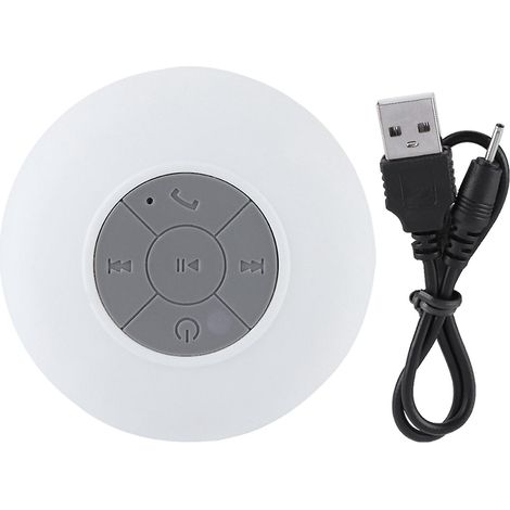 Mini enceinte Bluetooth portable étanche avec ventouse - Musique sans fil en extérieur (Blanc) (1/5)