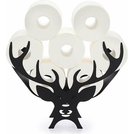 Portepapier en métal Portepapier en forme de cerf Rangement du papier de toilette (noir) MSBD (1/5)