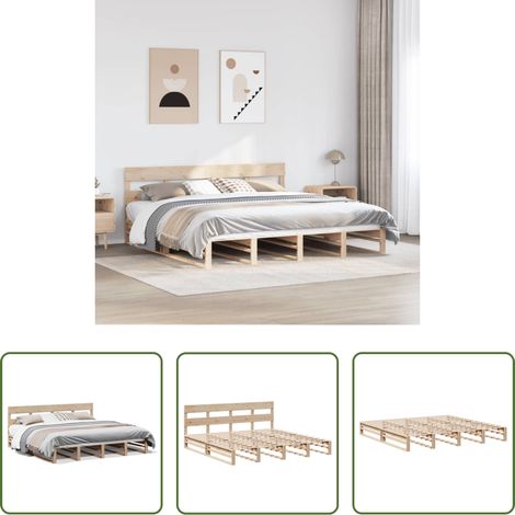 Bois de pin -  Cadre de lit sans matelas 200x200 cm bois massif de pin (1/5)