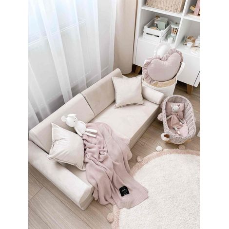 Canapé de jeu miniature Montessori Comfort Velvet écru (1/5)