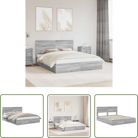 Lits modernes - Lit de Rangement Gris Sonoma 160 x 200 cm Bois d'ingénierie (1/5)