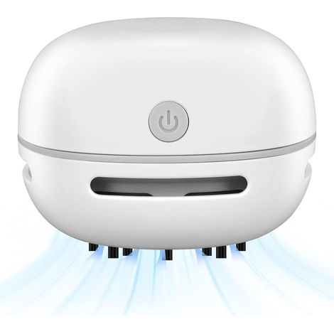 Mini Aspirateur de Table, Aspirateur de Bureau Portable, Blanc Suceur Plat et Petite Brosse, Autonomie de 40 Min, Rechargeable USB, Sans Fil, Ramasse Miette de Table pour École, Maison (1/5)
