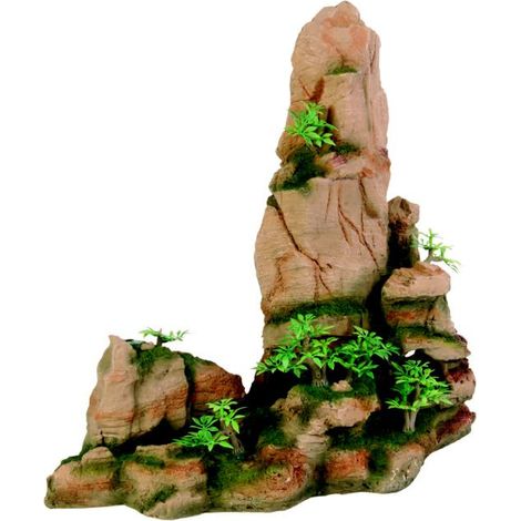 FELSFORMATION MIT PFLANZEN, SANDFARBEN, 35 CM