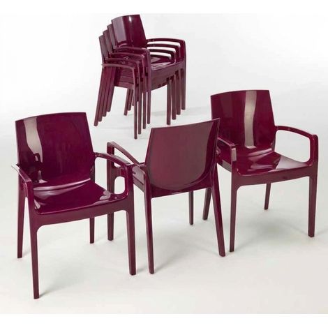 Stock 22 Sillas Apilables con Reposabrazos de Polipropileno Cream Grand Soleil - Morado (1/5)