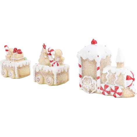Petit train de Noël 3 pièces en résine mignon original anti-décoloration figurine déco (1/5)