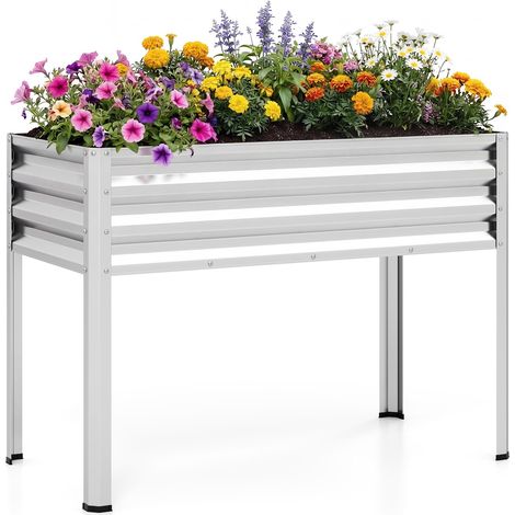 COSTWAY Letto Fioriera Aiuola Rialzata Giardino Balcone Esterno Interno Metallo Rettangolare Verticale Fori Drenaggio Rampicanti Pianti Fiori Verdure Orto Erb (1/5)