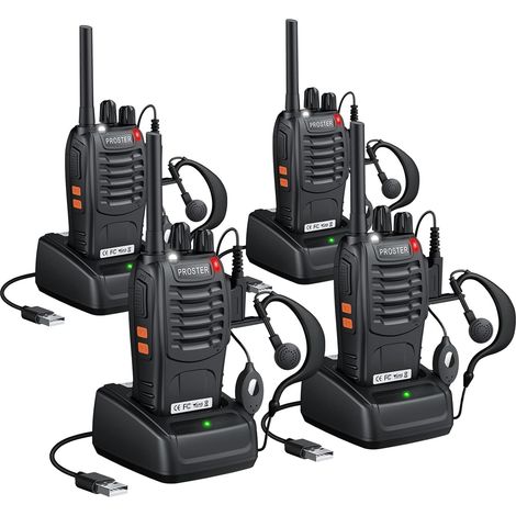 Talkie Walkie Longue Portée Rechargeable avec Écouteurs (4PCS) (1/5)
