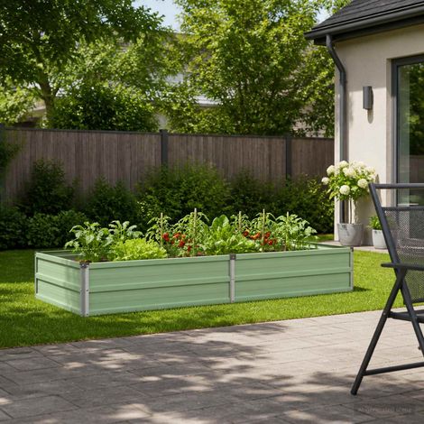 vidaXL Letto rialzato da giardino Verde Pastello 160 x 80 x 24 cm