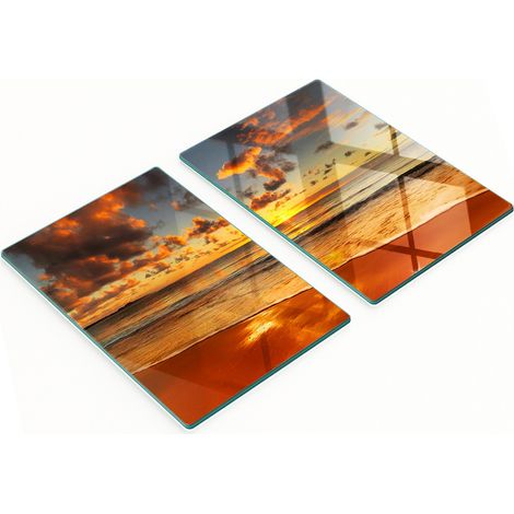 Pannelli decorativi multifunzionali in vetro con stampa "Sole sulla spiaggia" 2x40x52 cm (1/5)