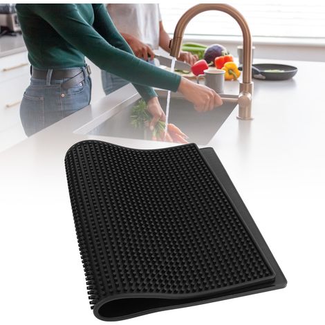 Tapis carré en caoutchouc noir imperméable, drainant, antidérapant et isolant thermique (1/5)
