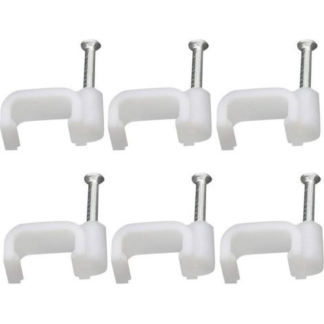 100 Pièces Clips de Câble Colliers de Serrage Câble 10mm, Câble Carré Clips Gestion de Câbles avec Clou, Accroche Cable Mur Attaches Câblesen Acier pour Organiseur Electrique Fil -Blanc (1/4)