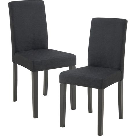 Set Hamburg di 2 Sedie Imbottite da Sala con Rivestimento in Tessuto Nero [en.casa] (1/5)