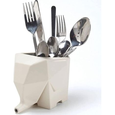 Égouttoir à vaisselle en forme d'éléphant - égouttoir à vaisselle pour évier de cuisine - joli égouttoir à vaisselle argenté (blanc) (1/5)