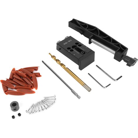 1 Satz Bohrschablonen aus schwarzer Aluminiumlegierung für Taschenlöcher, Winkelbohrer (1/5)