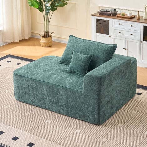 Chaise longue sans montage – Canapé confortable et moelleux avec coussins et poches latérales (1/5)