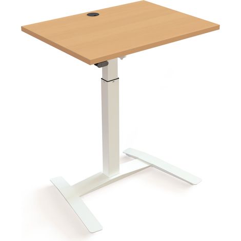 STIER Steh-Tisch 501-9 elektrisch höhenverstellbar 80 x 60cm Buche Weiß mel. 72-120cm (1/3)