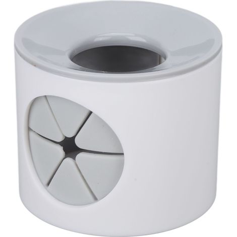 Porte-brosse à dents mural sans perçage gris, support en plastique épuré, design aéré à lignes minimalistes, fixation murale adhésive (1/5)