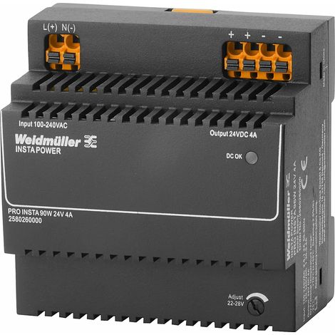 Weidmüller PRO INSTA 96W 24V 4A Fuente de alimentación, Fuente de alimentación conmutada, 24 V, 2580260000